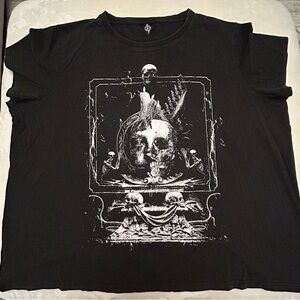 Black Graphic Skull Print T-Shirt